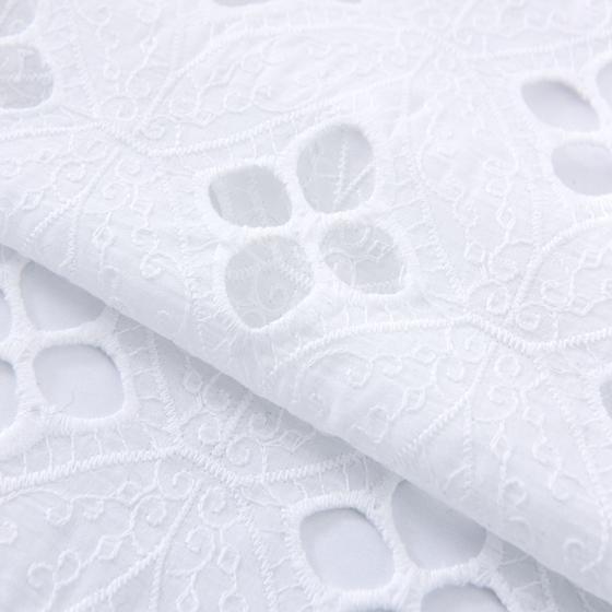 white lace embroidery organic cotton embroidered fabric