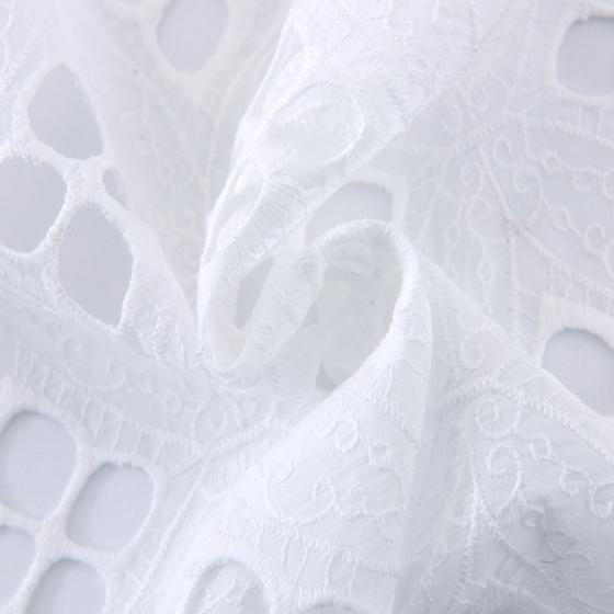 white lace embroidery organic cotton embroidered fabric 3