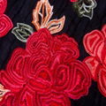 chinese red rose velvet satin embroidery lace fabric for wedding dress