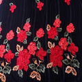 chinese red rose velvet satin embroidery lace fabric for wedding dress 3