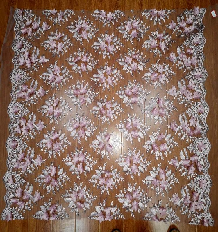 hand french beaded lace fabric embroidery 2
