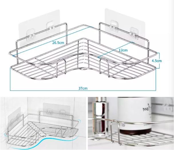 Corner Shelf with Sticker Shower Caddy Shelf Bathroom Organizer Wall Mounted