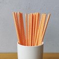 Orange Chevron Striped Drinking Paper Straws