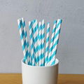 Blue Big Striped Drinking Paper Straws 1