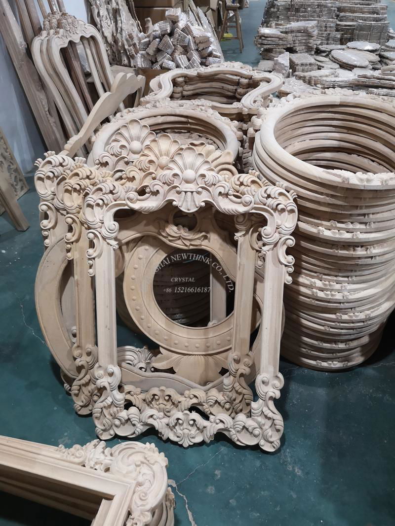 carved wood european mirror frame 3