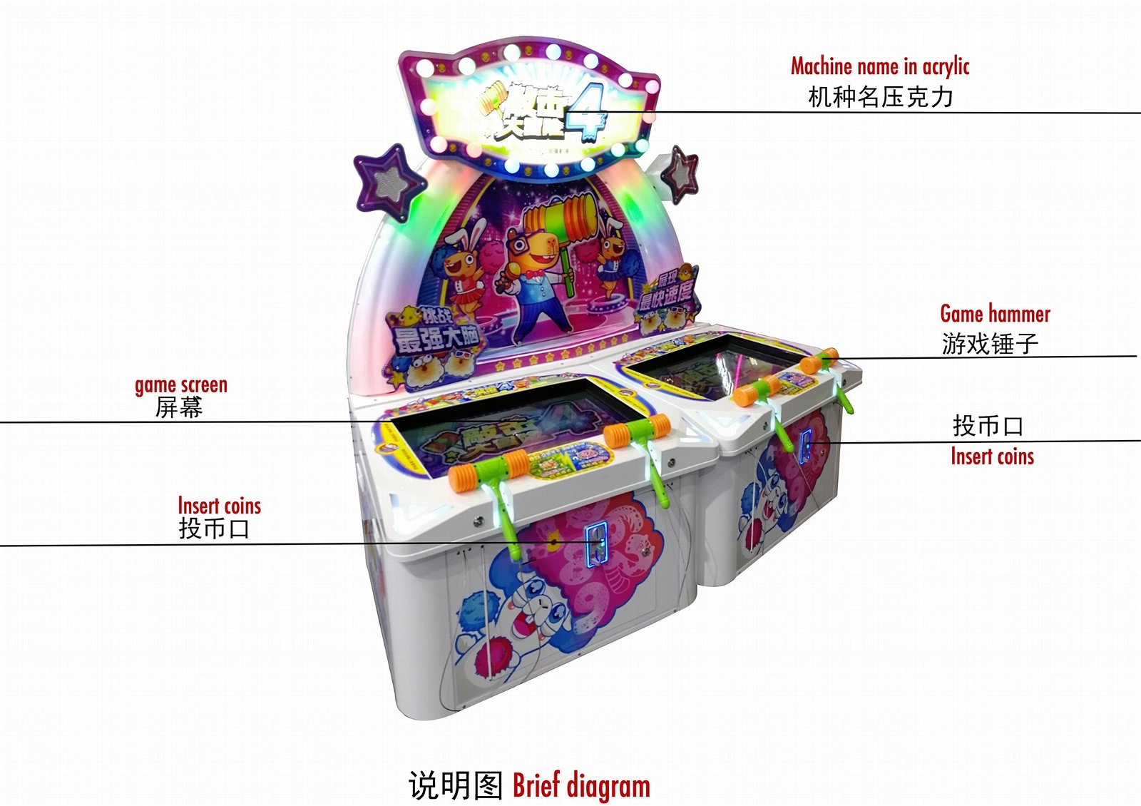 Amazing Hammer 4 Coin Operated Arcade Game Machine Puzzle Game FAG Family Amusem 4