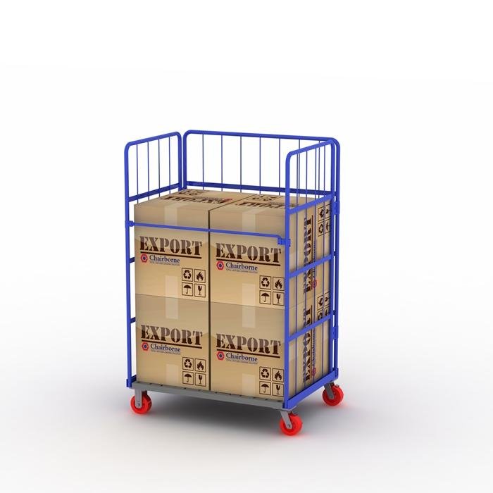 Warehouse cargo storage 3 sided roll pallet container transport trolley  2