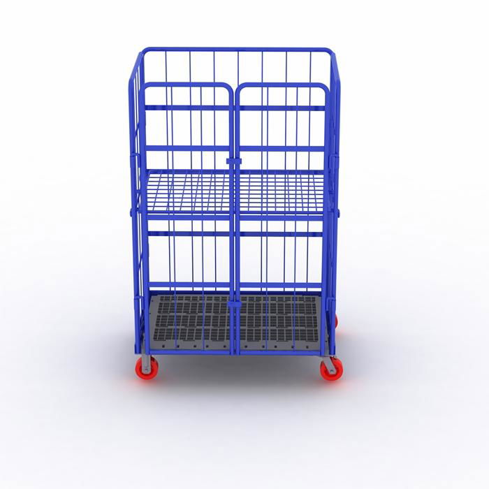 Warehouse cargo storage 3 sided roll pallet container transport trolley  4