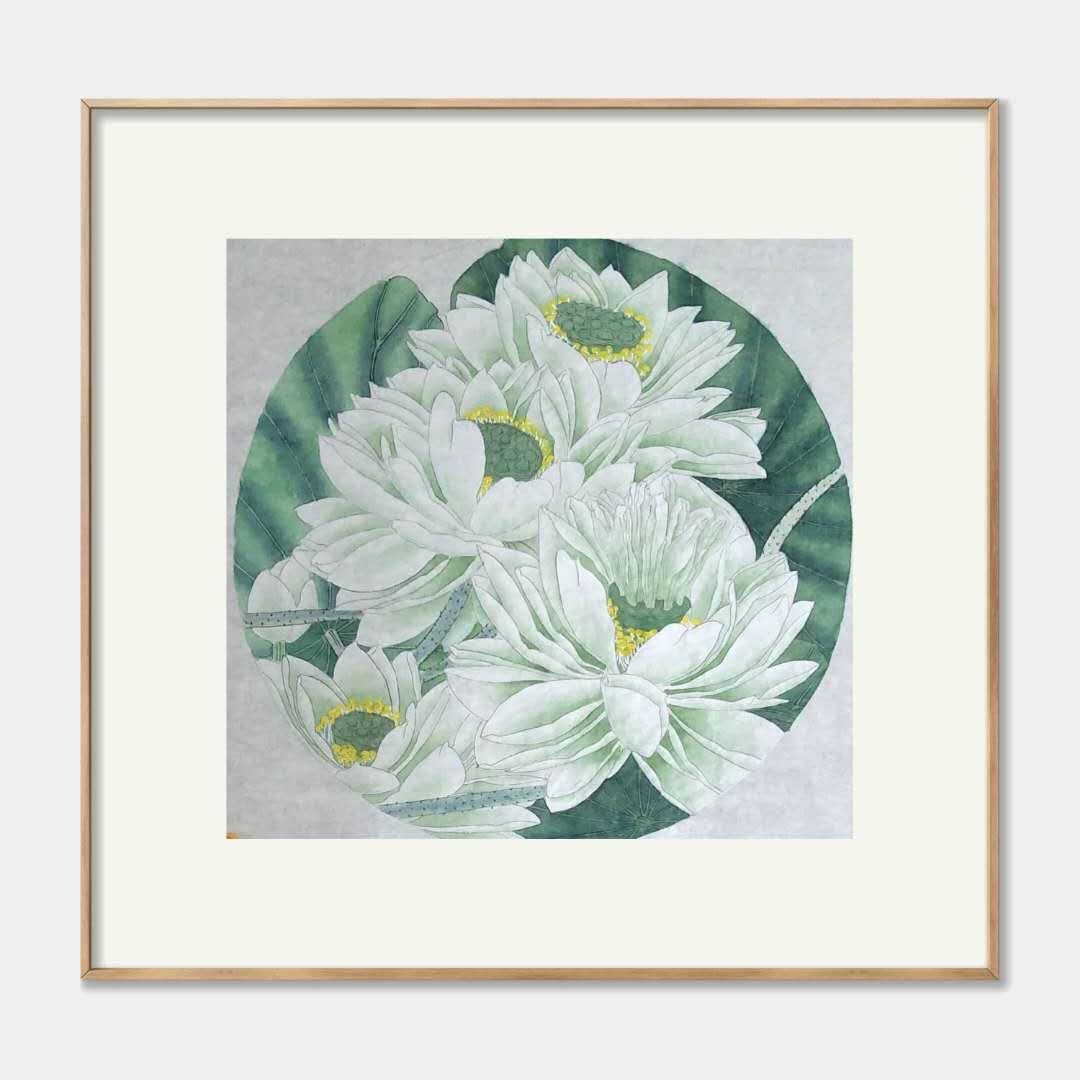 chinese green lotus painting for sale  2