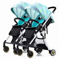 Double Seat Baby Stroller for Twins / Aluminum Portable Kids Babystroller 