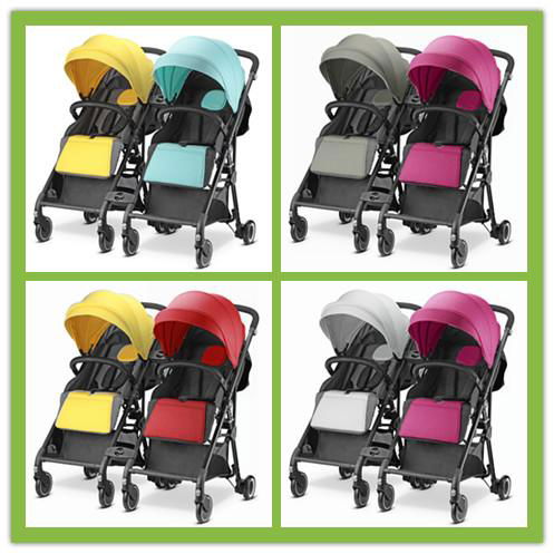 Double Seat Baby Stroller for Twins / Aluminum Portable Kids Babystroller  3