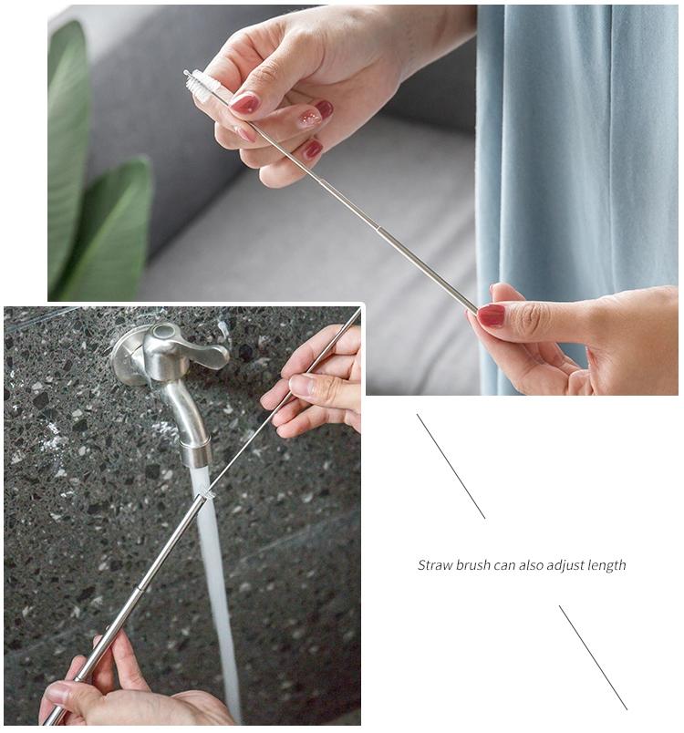 Collapsible Reusable Straws Stainless Steel Drinking Straws Portable Set 5