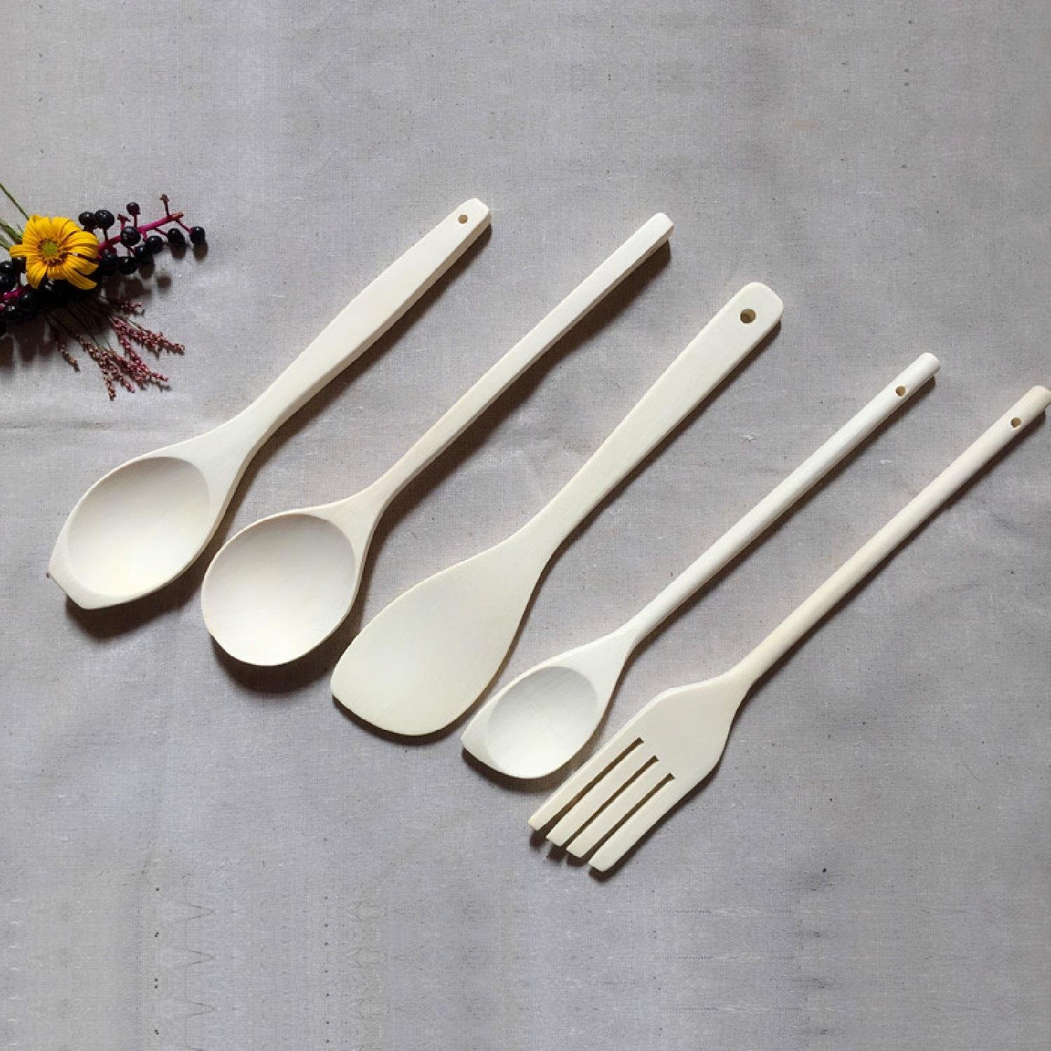 5 Pieces Wooden Cutlery for Family and Restaurant