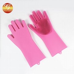 Magic Silicone Dishwashing Gloves with Scrubber