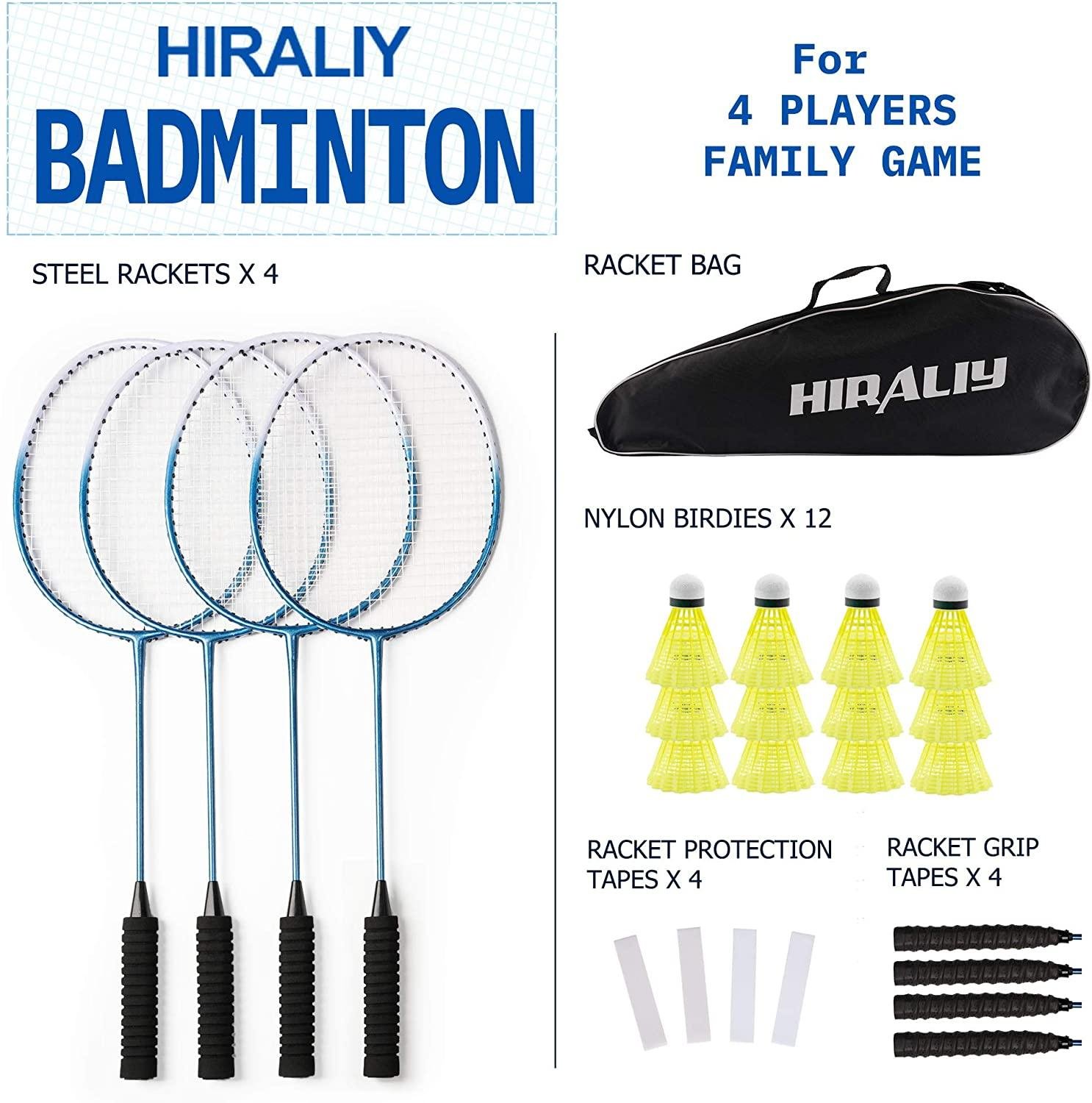 HIRALIY Badminton Rackets Set of 4 for Outdoor Backyard Games, Including 4 Racke 2