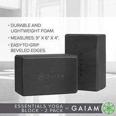 Gaiam Essentials Yoga Block (Set Of 2) – Supportive, Soft Non-Slip Foam Surface 