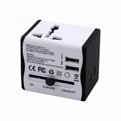 universal travel adapter with 2 usb Travel Charger EU UK US AU plug with CE ROHS