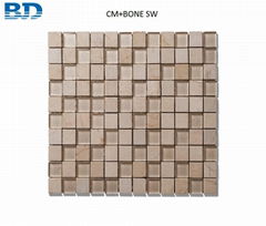 Time Texture Square Stone and Glass Mosaic (Beige)