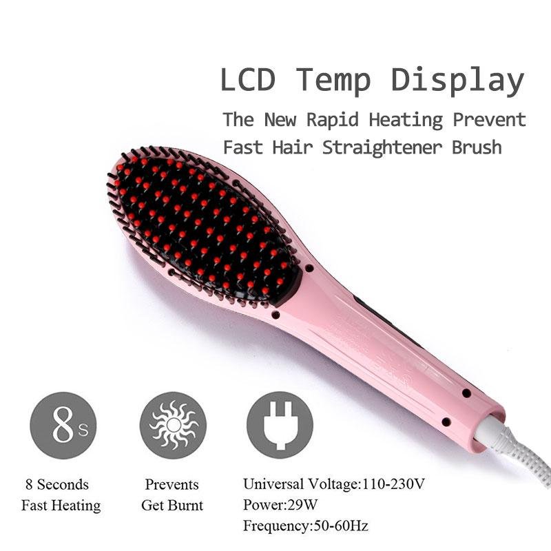 Electric Hair Comb LCD Indicator Hair Straightener Brush 4