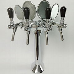 4 way chrome plated brass cobra beer tower for bar equipment