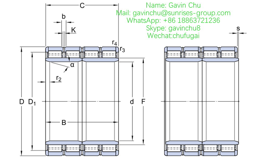 BC4-8029/HA4 1350mmx1765mmx1360mm four row cylindrical roller bearings  3