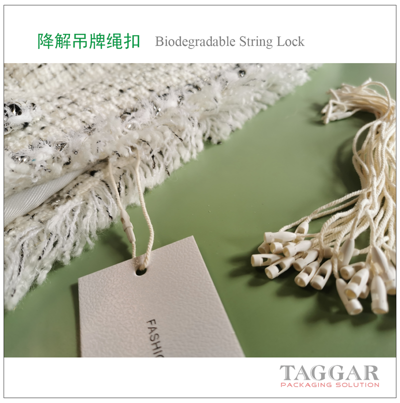 GRS,eco stringlock, biodegradable string lock, recycled hangtag string
