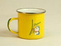 Enamel cup with stainless steel rim   12OZ 2