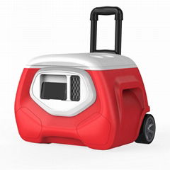 2200mAh 28L mini portable wheeled cooler box speaker with bluetooth