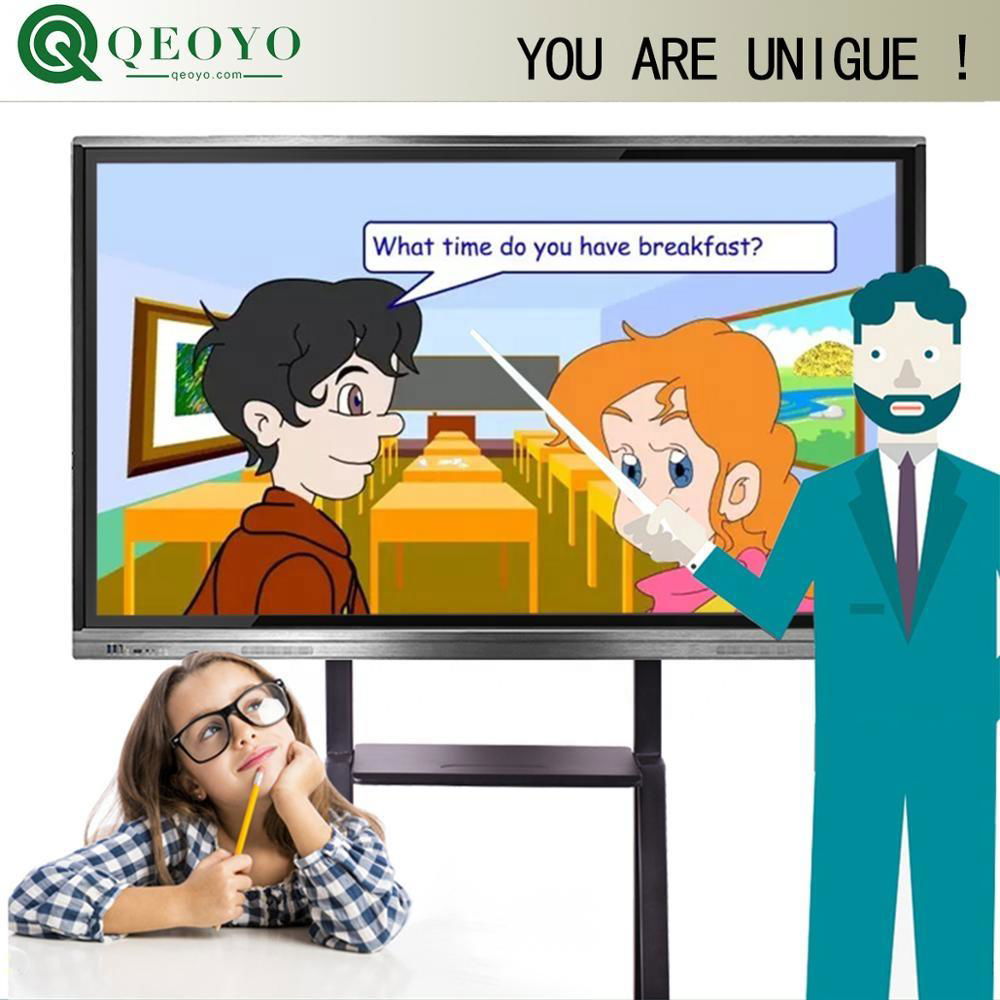 qeoyo HD android windows system all in one  touch screen interactive whiteboard 