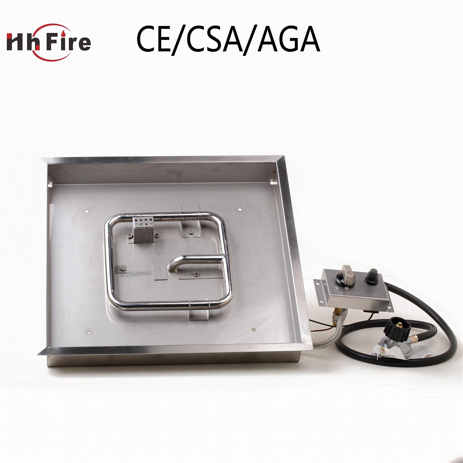 Outdoor Stainless Steel  Square Gas Fire Pit  with Electronic ignition System