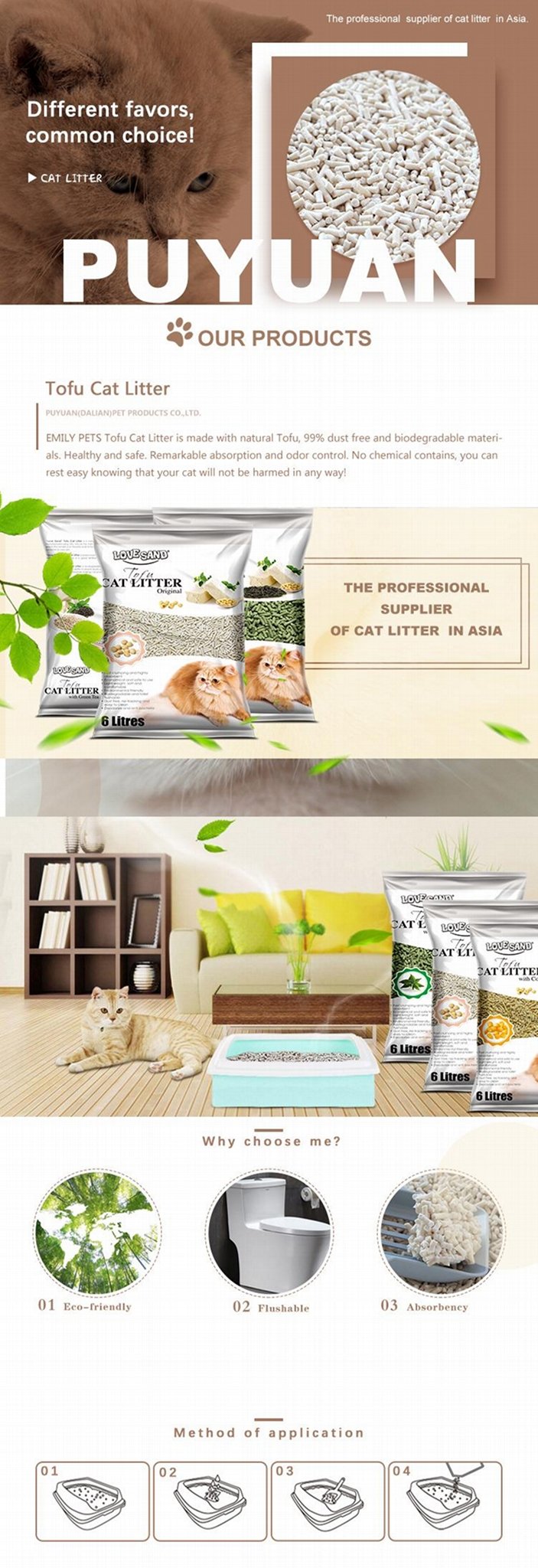 High Quality Quick Absorbent Strong Clumping Flushable Tofu Cat Litter