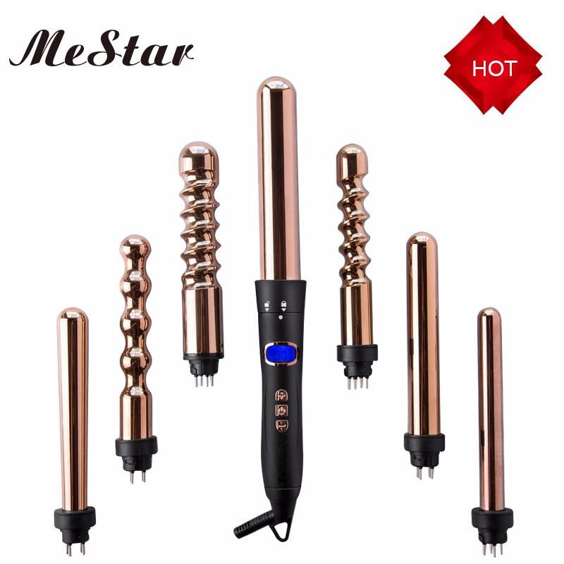 2019 Electric multi-function interchangeable hair curler 7p hair curling wand