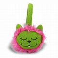 Green Lion Knitted Ear Warmers for Children Baby Ear Protection Cartoon Stuffed  1