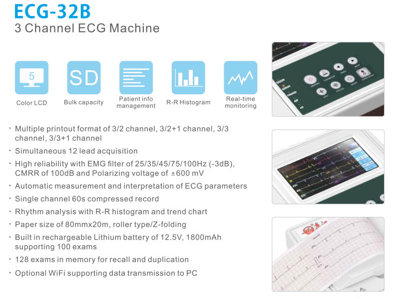  high quality 3 channel ecg machine for hospital  5