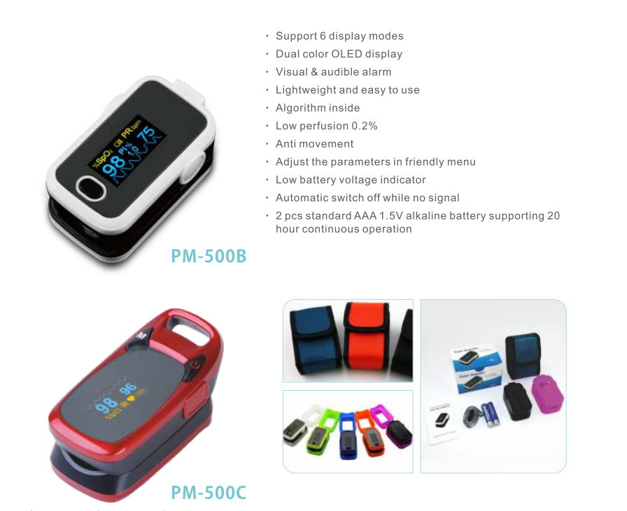 Dual color OLED display PM-500C Fingertip pulse Oximeter  2