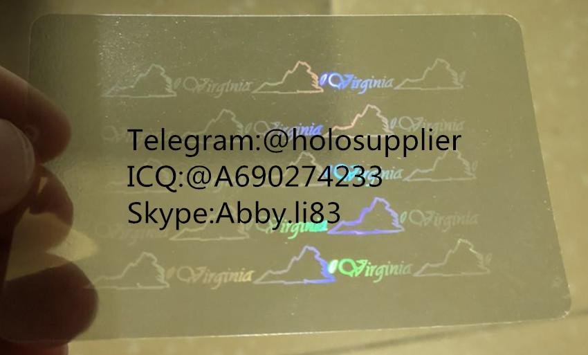 Virginia  ID  hologram overlay sticker Virginia VA ID template