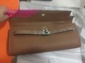 H clutch bag Palladium Hermes Constance Short Wallet Epsom Leather Compact purse