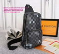 LV AVENUE SLING BAG Mens LV Damier Graphite Pixel coated canvas waist bags chest