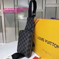 LV AVENUE SLING BAG Mens LV Damier Graphite Pixel coated canvas waist bags chest