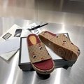 beige brick red GG canvas Women's Original GG slide sandal       platform sandal 9