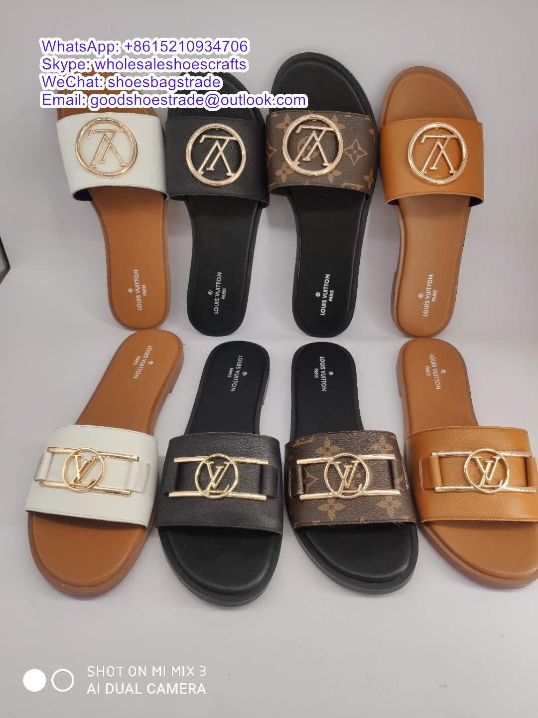 LV Monogram slides LOCK IT FLAT MULE LV heels sandals LV sandals LV slippers GG