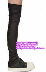 Rick Owens Black Stocking Tall Boots women Above the knee stretch lambskin boot