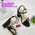       Leather mid heel sandal black       sandals       slides       slipper GG 8