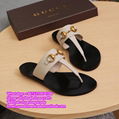       Leather thong sandal with Double G slider GG Marmont Leather Flip Flop 11