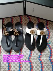       Leather thong sandal with Double G slider GG Marmont Leather Flip Flop