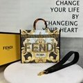 FF handbags Fendace purse Fendace tote Fendace Printed black leather Logo shoppe
