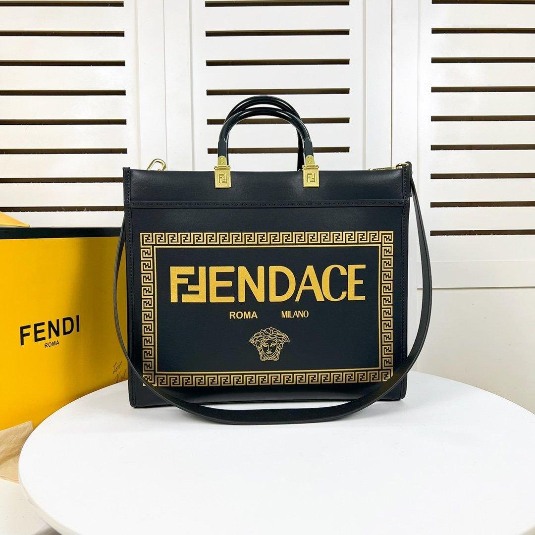 FF handbags Fendace purse Fendace tote Fendace Printed black leather ...