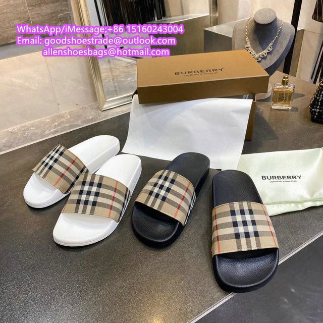          Vintage Check Print Slides          sandals          slippers TB shoes 2