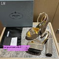       High heeled satin sandals Satin platform sandals with crystals       leath 5