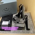       High heeled satin sandals Satin platform sandals with crystals       leath 2